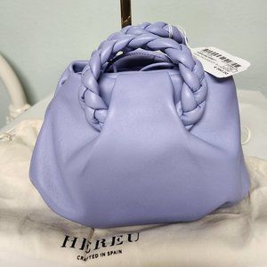 Purple Crossbody Bag with Braided Handle and Ruched Design